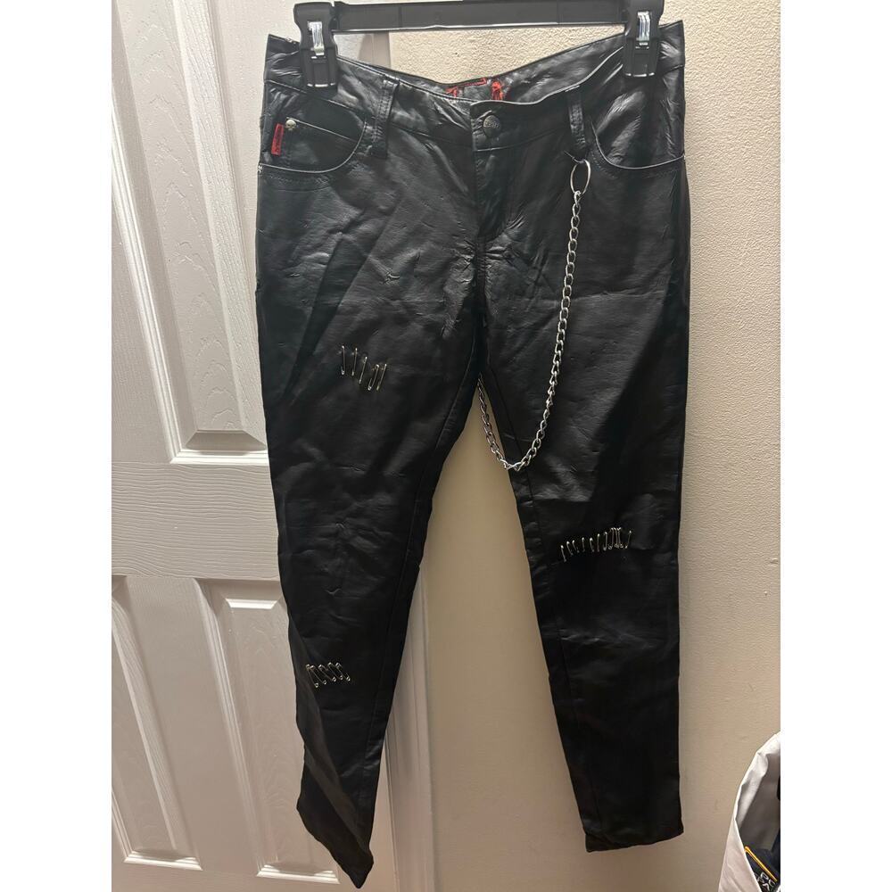 Tripp NYC flawed altered vegan leather black pants